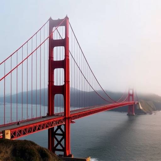 Thumbnail of Golden Gate Bridge: Iconic suspension bridge in San Francisco under a misty sky.