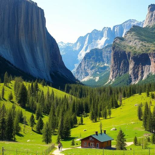 Thumbnail of Yosemite Valley: Majestic granite cliffs and lush green meadows.